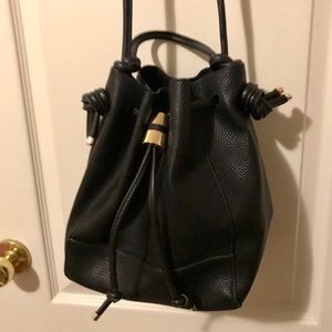 ZARA BLACK LEATHER BUCKET BAG